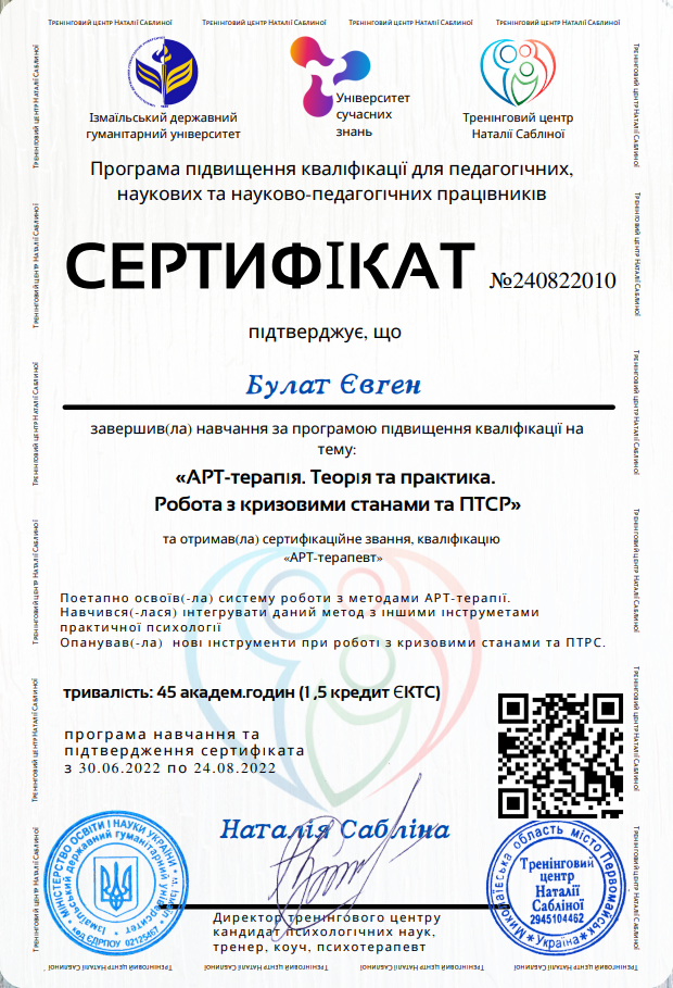 сертифікат підвищення кваліфікації